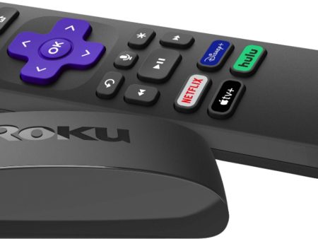 Roku - Express 4K+ (2021) Streaming Media Player with Voice Remote, TV Controls, and Premium HDMI Cable - Black For Sale