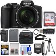 Nikon COOLPIX B600 Digital Camera (Black) with 64GB Card | Battery & Charger | Case | Flash | Tripod | Kit For Sale