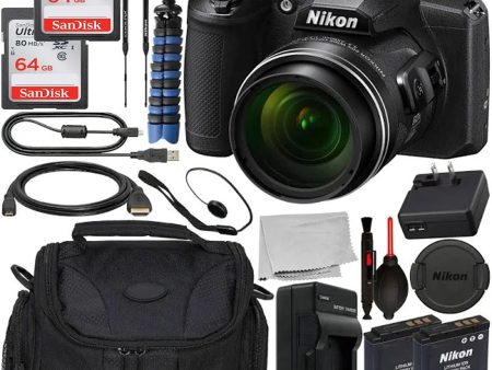 Nikon COOLPIX B600 Digital Camera (Black) with 2X 64GB Memory Cards Essential Bundle For Discount