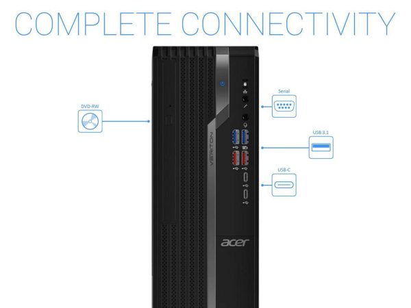 Acer Veriton X4 VX4665G SFF Desktop - Intel Core i5-9400 2.9GHz - 8GB RAM - 1TB HDD - DVD-RW - WiFi + Bluetooth 5.0 - Windows 10 Pro Online Hot Sale