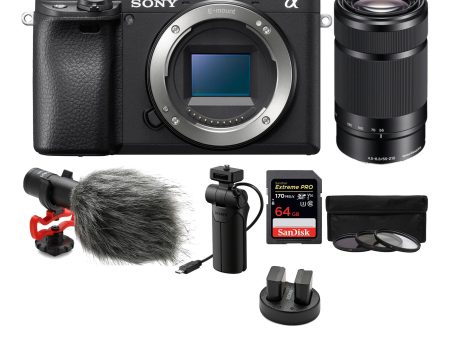 Sony Alpha a6400 Mirrorless Digital Camera with 55-210mm Lens & Sony Shooting Grip and Rode Microphone Advanced Bundle Fashion