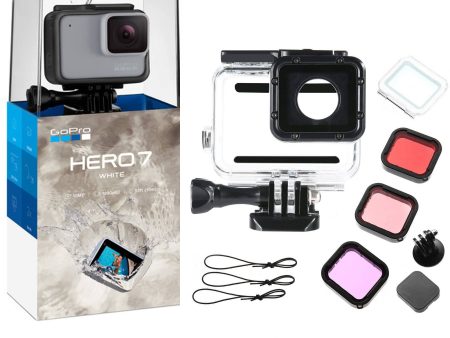 GoPro HERO7 White w  Waterproof Diving Cover Case 197ft Underwater Dive Protective Housing Shell with 3 Filters (Red Purple Pink) Hot on Sale