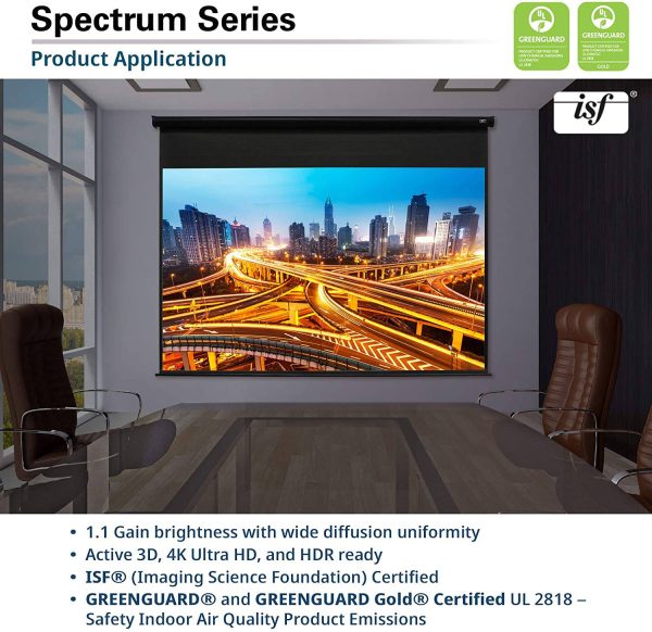 Elite Screens Spectrum Electric Motorized Projector Screen with Multi Aspect Ratio Function Max Size 125-inch Online now