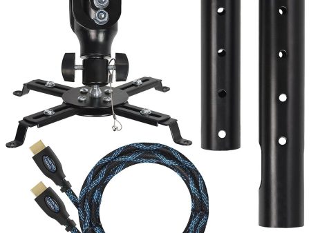 Cheetah Mounts Universal Projector Ceiling Mount Includes a 27" Adjustable Extension Pole and a Twisted Veins 15  HDMI Cable Fashion