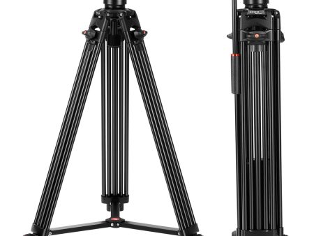 NJA 74 inch Video Tripod System, Pro Heavy Duty Aluminum Tripod with 360 Degree Fluid Head and Mid-Level Spreader Online now