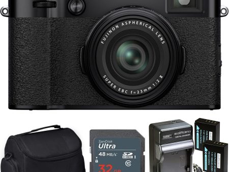 FUJIFILM X100V Digital Camera (Black) with Case | Sandisk 32GB Memory Card | 2x Spare Batteries & AC DC Charger Bundle Discount