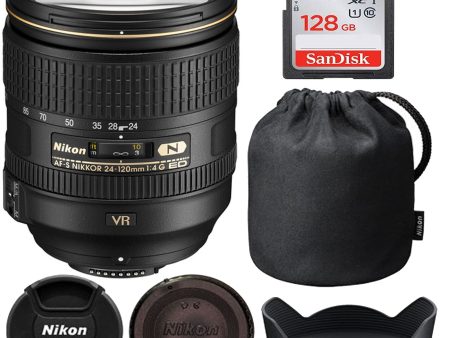 Nikon AF-S NIKKOR 24-120mm f 4G ED VR Zoom Lens with Sandisk 128GB Memory Card Cheap