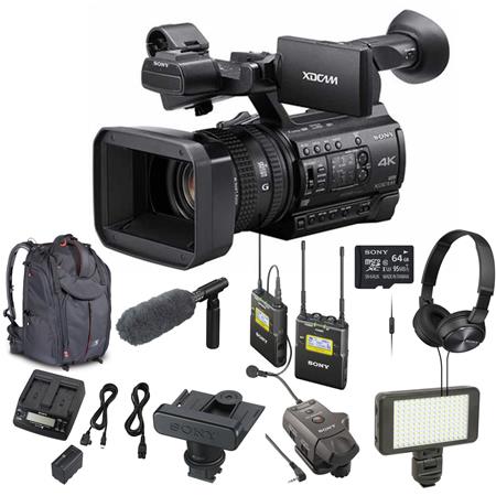 Sony PXW-Z150 UHD Camcorder ACCL1BP Power Supply & Fast Dual Charger, 64GB MC, Sony LANC Remote Controller, Sony ECM-VG1 Mic kit Online Sale