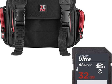 Xpix Deluxe Camera Camcorder Accessories Protector Bag with Shoulder Strap with Sandisk 32GB Memory Card Bundle Online