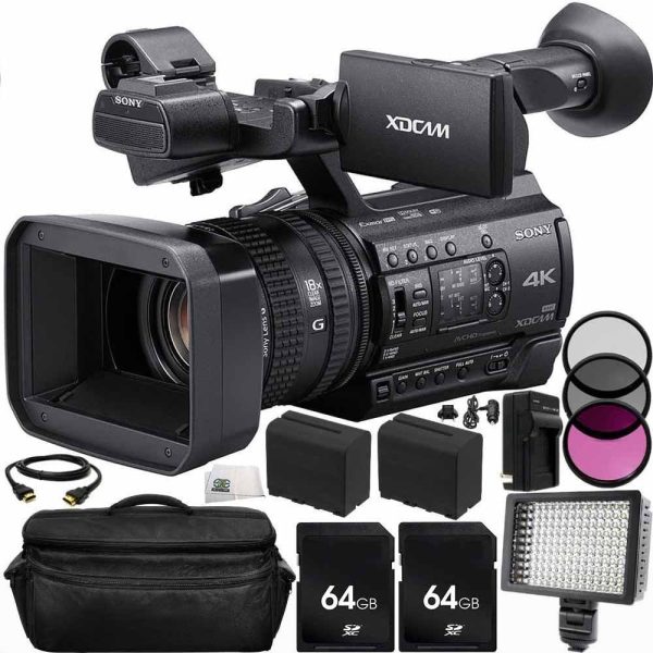 Sony PXW-Z150 4K XDCAM Camcorder 64GB Bundle 14PC Accessory Kit Hot on Sale