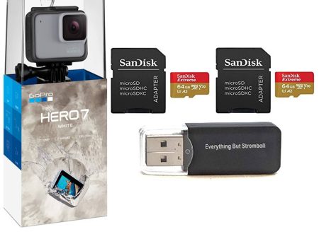 GoPro HERO7 White with SanDisk 64GB Micro SDXC Extreme Memory Card (Two Pack) Bundle SDSQXA2-064G-GN6MA on Sale