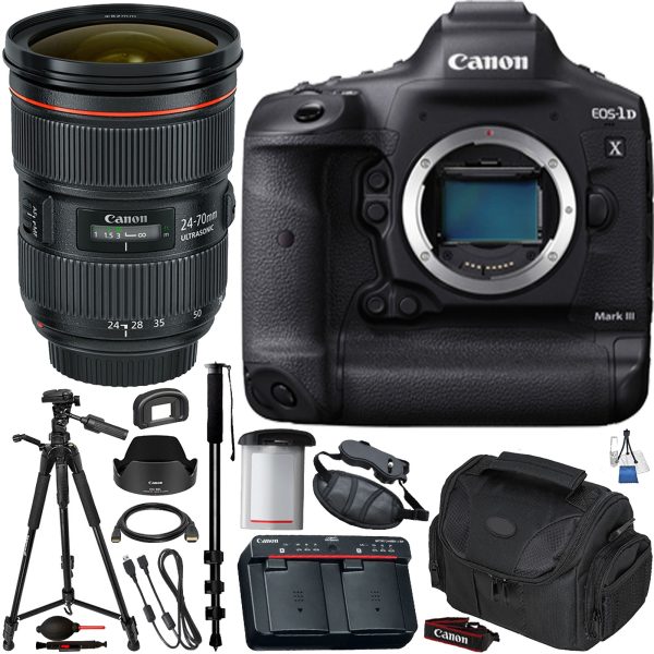 Canon EOS-1D X Mark III DSLR Camera with Canon EF 24-70mm f 2.8 II USM Lens Advanced Bundle Hot on Sale